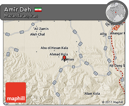 Shaded Relief Map of Amīr Deh