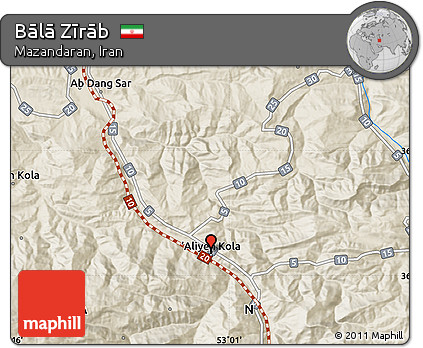 Shaded Relief Map of Bālā Zīrāb