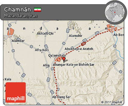 Shaded Relief Map of Chamnān