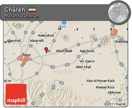 Shaded Relief Map of Chāreh