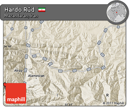Shaded Relief Map of Hardo Rūd