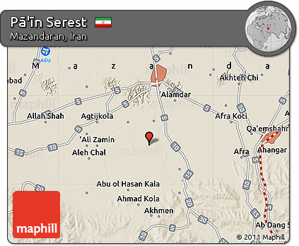 Shaded Relief Map of Pā'īn Serest