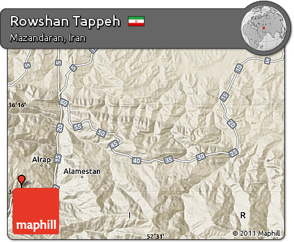 Shaded Relief Map of Rowshan Tappeh