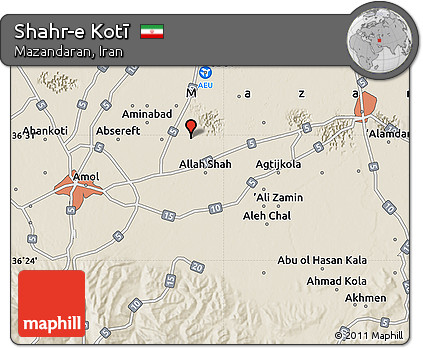 Shaded Relief Map of Shahr-e Kotī