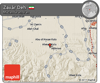 Shaded Relief Map of Zavār Deh