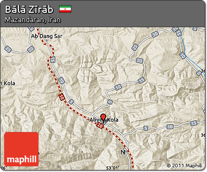 Shaded Relief Map of Bālā Zīrāb
