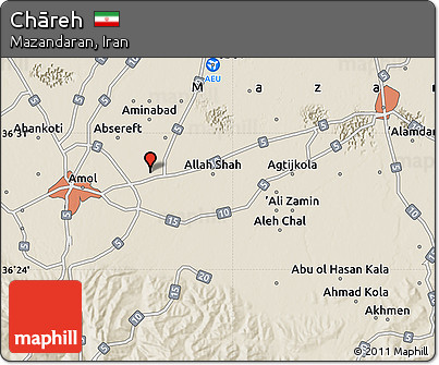 Shaded Relief Map of Chāreh