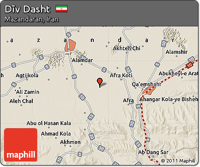 Shaded Relief Map of Dīv Dasht