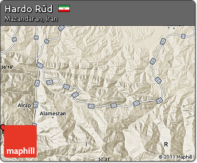 Shaded Relief Map of Hardo Rūd