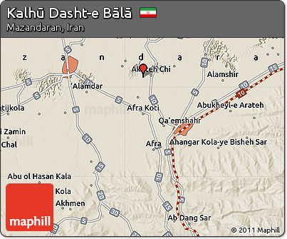 Shaded Relief Map of Kalhū Dasht-e Bālā