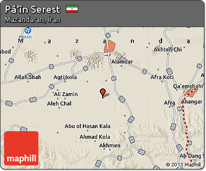 Shaded Relief Map of Pā'īn Serest