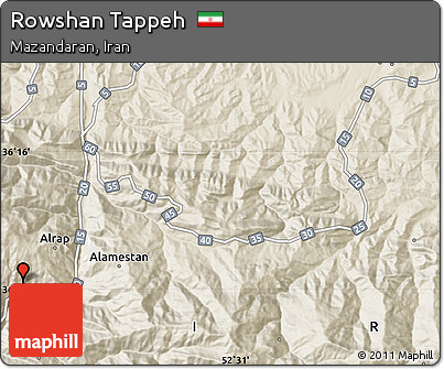 Shaded Relief Map of Rowshan Tappeh