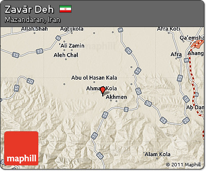 Shaded Relief Map of Zavār Deh