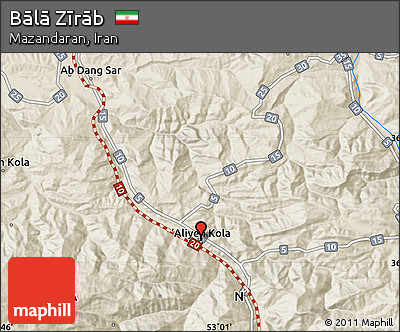Shaded Relief Map of Bālā Zīrāb