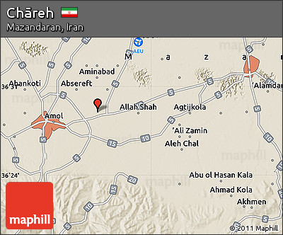 Shaded Relief Map of Chāreh