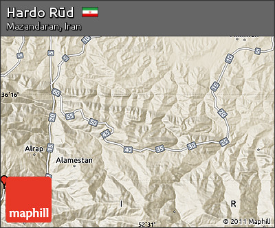 Shaded Relief Map of Hardo Rūd