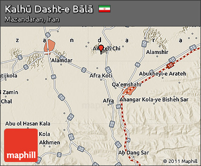 Shaded Relief Map of Kalhū Dasht-e Bālā