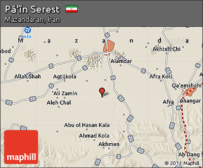 Shaded Relief Map of Pā'īn Serest