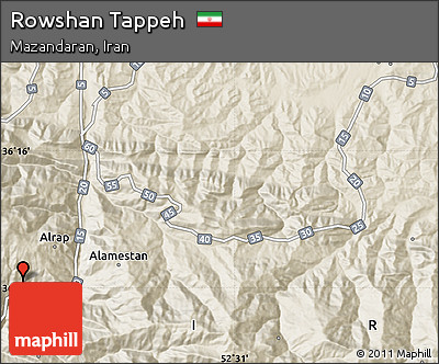 Shaded Relief Map of Rowshan Tappeh