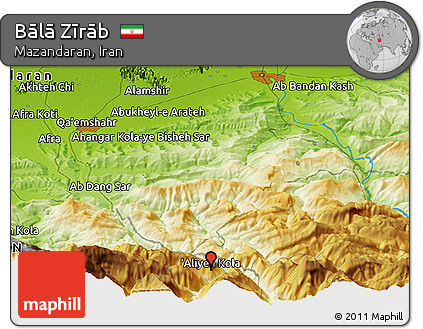 Physical Panoramic Map of Bālā Zīrāb