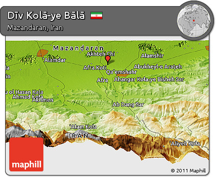 Physical Panoramic Map of Dīv Kolā-ye Bālā