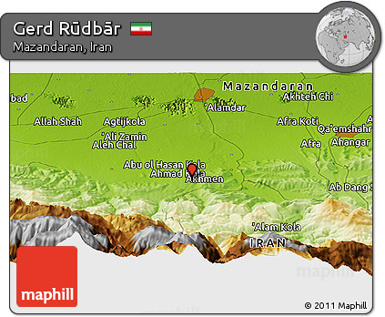 Physical Panoramic Map of Gerd Rūdbār