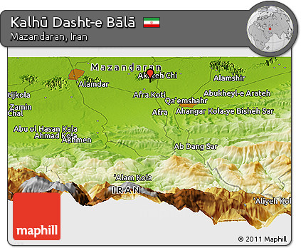 Physical Panoramic Map of Kalhū Dasht-e Bālā