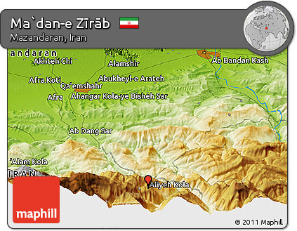 Physical Panoramic Map of Ma`dan-e Zīrāb