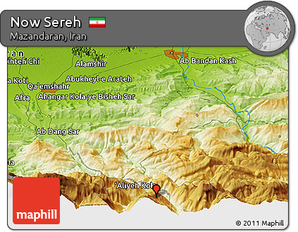 Physical Panoramic Map of Now Sereh