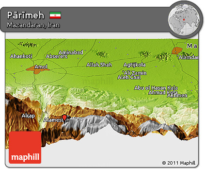 Physical Panoramic Map of Pārīmeh