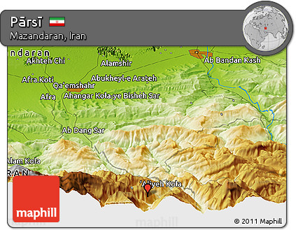 Physical Panoramic Map of Pārsī