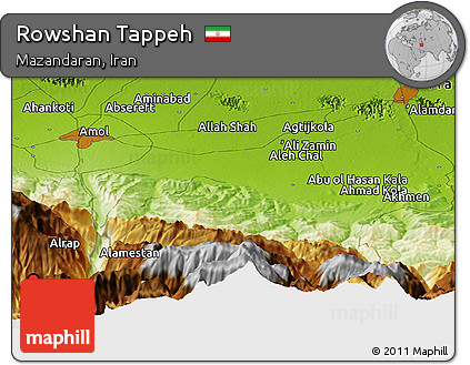 Physical Panoramic Map of Rowshan Tappeh