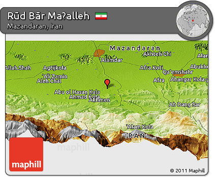 Physical Panoramic Map of Rūd Bār Maḩalleh