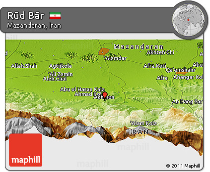 Physical Panoramic Map of Rūd Bār
