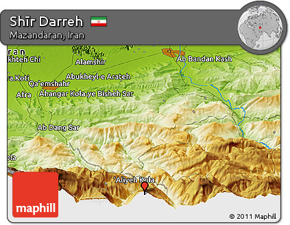 Physical Panoramic Map of Shīr Darreh