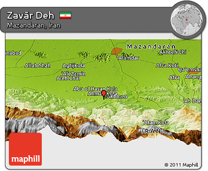 Physical Panoramic Map of Zavār Deh