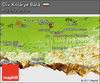 Physical Panoramic Map of Dīv Kolā-ye Bālā