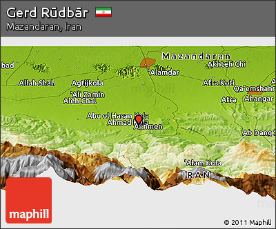 Physical Panoramic Map of Gerd Rūdbār