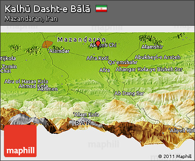 Physical Panoramic Map of Kalhū Dasht-e Bālā