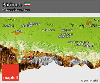 Physical Panoramic Map of Pārīmeh
