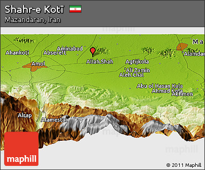 Physical Panoramic Map of Shahr-e Kotī