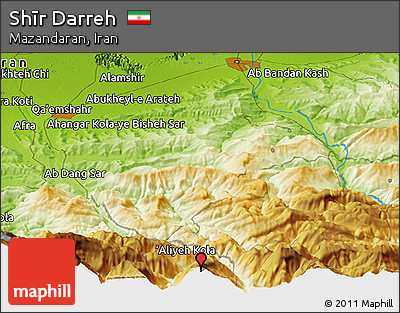 Physical Panoramic Map of Shīr Darreh