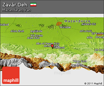 Physical Panoramic Map of Zavār Deh