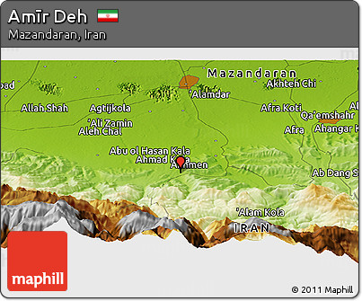 Physical Panoramic Map of Amīr Deh
