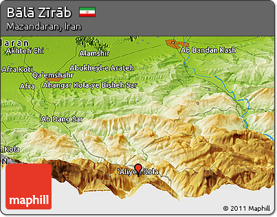 Physical Panoramic Map of Bālā Zīrāb
