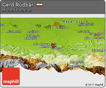 Physical Panoramic Map of Gerd Rūdbār