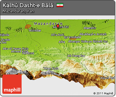 Physical Panoramic Map of Kalhū Dasht-e Bālā