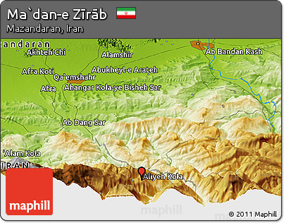 Physical Panoramic Map of Ma`dan-e Zīrāb