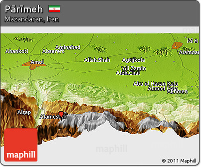 Physical Panoramic Map of Pārīmeh