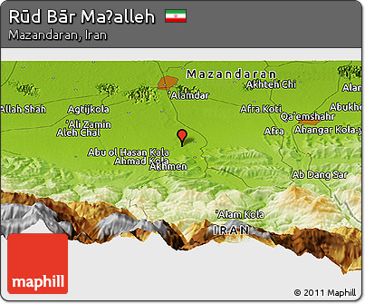 Physical Panoramic Map of Rūd Bār Maḩalleh